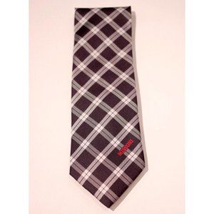 MISSONI ITALY Check Plaid NAVY Blue 100% SILK Logo Branded DRESS  TIE